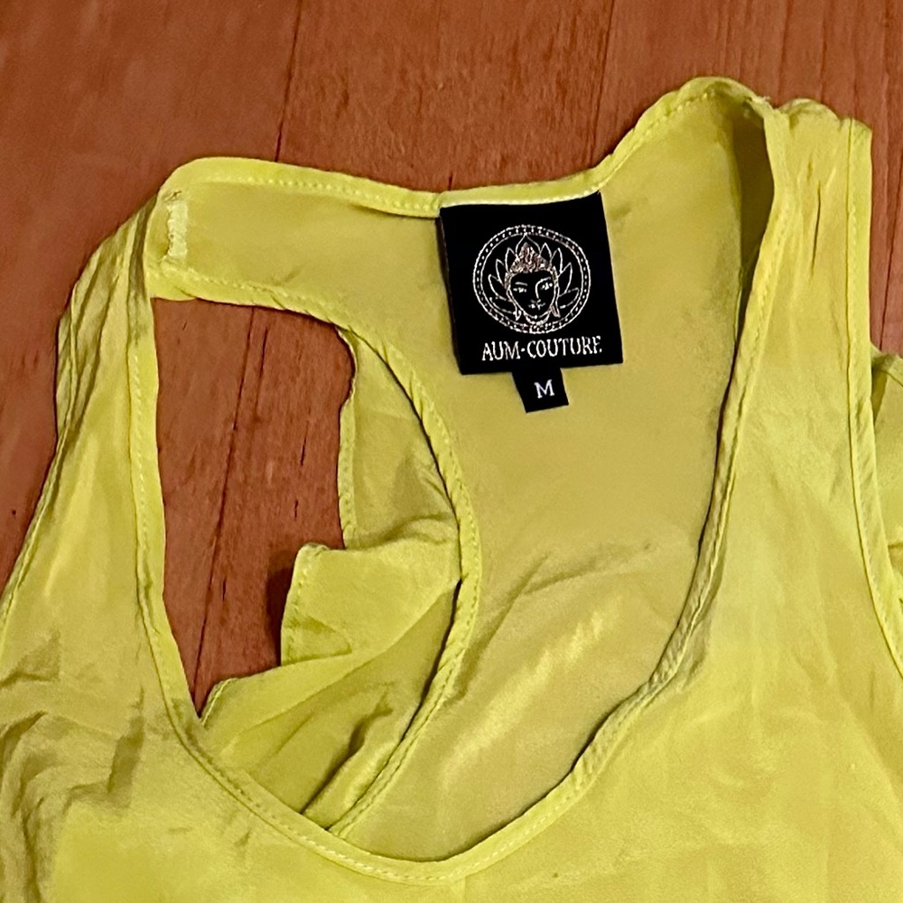 Aum Couture Silk Blouse Neon Yellow size M